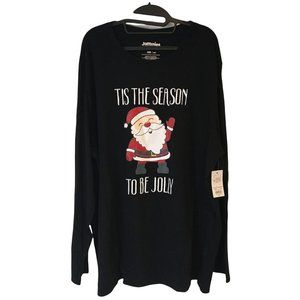 NEW Jammies For Your Families Pajama Top Christmas Santa Long Sleeve Black Mens